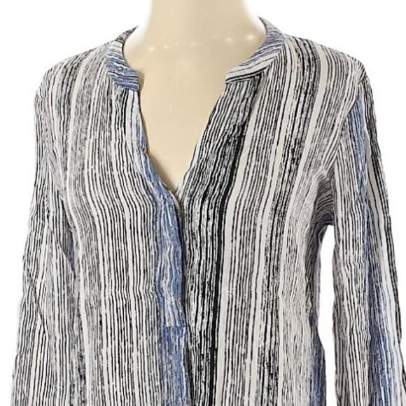 Astr Striped Button Up Long Sleeve Blouse Top XS - Picture 3 of 6